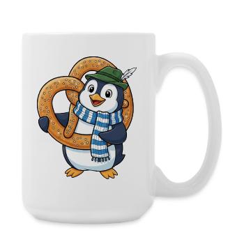 Cute Penguin with Pretzel Bavaria Cartoon - Large Mug 440 ml - white - Right