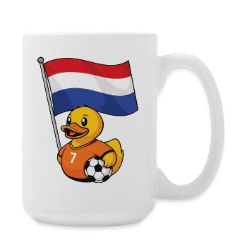 Le canard des fans de football néerlandais avec drapeau, Pays-Bas - Grande tasse 440 ml - blanc - Droite