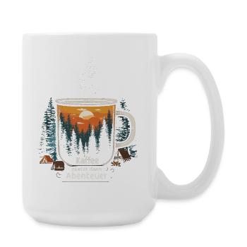 Camping Spruch Kaffee Wald Camper Morgen Outdoor - Große Tasse 440 ml - Weiß - Rechts