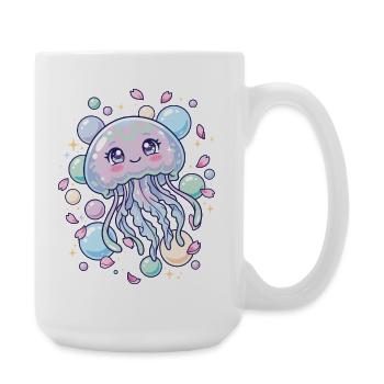 Pastellfarbene Kawaii-Quallenästhetik - Große Tasse 440 ml - Weiß - Rechts