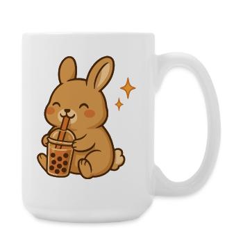 Hase Mit Bubble Tea Kawaii Hase - Große Tasse 440 ml - Weiß - Rechts