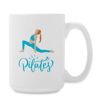 Pilates in Motion Blue Silhouette - Large Mug 440 ml - white - Right