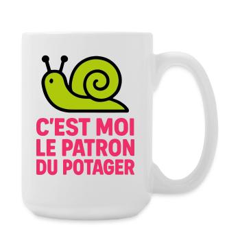 C'est Moi le Patron du Potager : Design Escargot - Grande tasse 440 ml - blanc - Droite