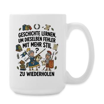 Ritter und Römer Illustration lustig - Große Tasse 440 ml - Weiß - Rechts