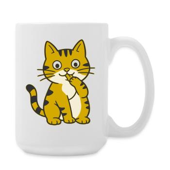 Pfötchenlecken, süße Cartoon Katze beim Pfötchenle - Große Tasse 440 ml - Weiß - Rechts