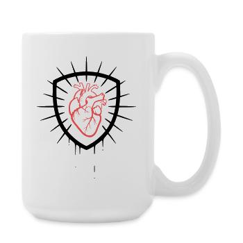 Herz Schild Wappen Farbig - Große Tasse 440 ml - Weiß - Rechts