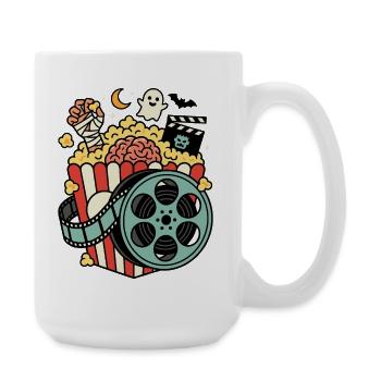 Horror Popcorn Movie Night Humor - Large Mug 440 ml - white - Right