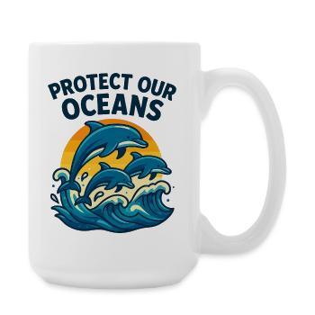 Protect Our Oceans – Dolphin Protection Shirt Sea Lie - Large Mug 440 ml - white - Right