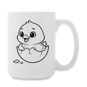 Cute Chick Hatching from Egg - Large Mug 440 ml - white - Right