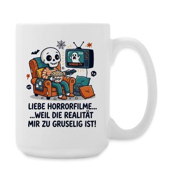 Horror Filme Realität Grusel Humor - Große Tasse 440 ml - Weiß - Rechts