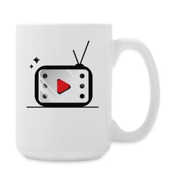 Retro TV Play Button Pattern - Large Mug 440 ml - white - Right