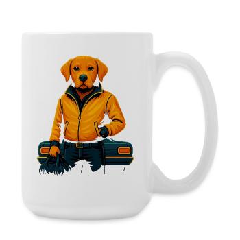 Cool Dog en veste orange – Labra élégant - Grande tasse 440 ml - blanc - Droite