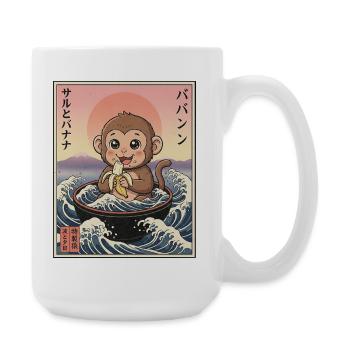 Süßes Äffchen Kawaii - Große Tasse 440 ml - Weiß - Rechts