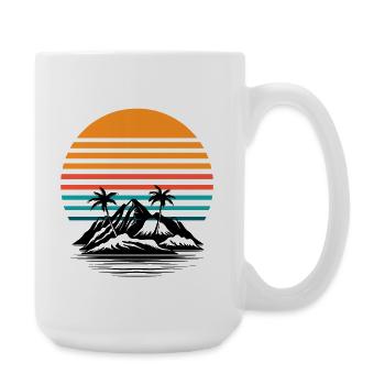 Retro Sun Palm Horizon - Large Mug 440 ml - white - Right