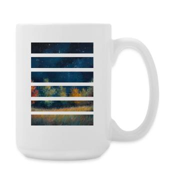 Nachtpanorama bei Tagesanbruch in Streifen - Große Tasse 440 ml - Weiß - Rechts