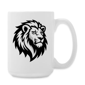 Majestueuse tête de lion – symbole de pouvoir - Grande tasse 440 ml - blanc - Droite
