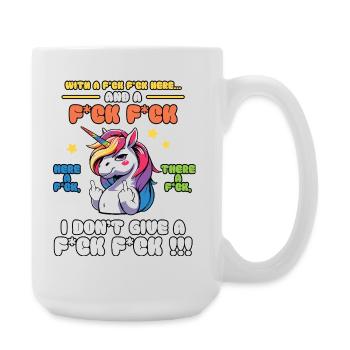 Colorful Unicorn with Cheeky Saying Old Mcdonald - Large Mug 440 ml - white - Right