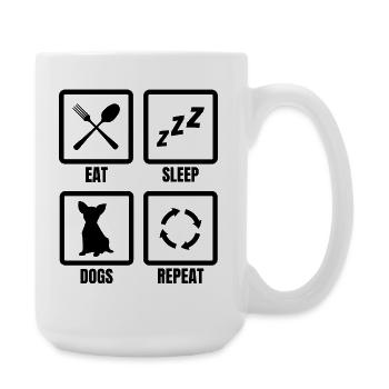 Eat Sleep Dogs Repeat - Große Tasse 440 ml - Weiß - Rechts