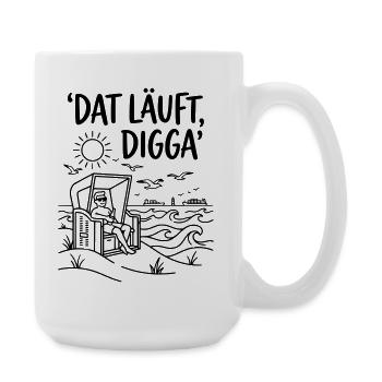 dat läuft digga strandkorb chillen urlaub meer  - Große Tasse 440 ml - Weiß - Rechts