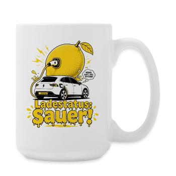 Ladestatus Sauer, E Auto Satire. - Große Tasse 440 ml - Weiß - Rechts