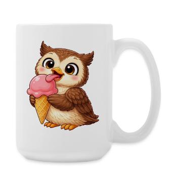 Süße Eule mit Eiskrone Sommer Cartoon König  - Große Tasse 440 ml - Weiß - Rechts