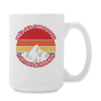 Montagnes Crépuscule Retro Marmotte - Large Mug 440 ml - white - Right