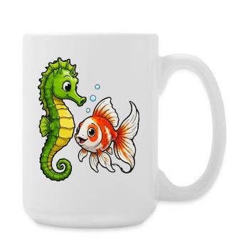 Underwater Friends Seahorse Goldfish - Large Mug 440 ml - white - Right