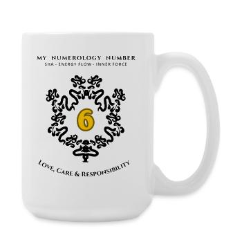 Number 6 Symbol of Love, Care and Responsibility - Large Mug 440 ml - white - Right