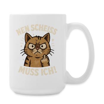 Nen Scheiss Muss Ich Katze - Große Tasse 440 ml - Weiß - Rechts