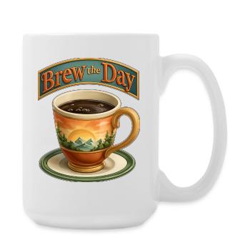 Brew the Day Sunrise Landschaftsbecher - Große Tasse 440 ml - Weiß - Rechts