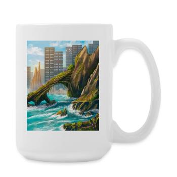 Rocky Arch und Stadtküste - Große Tasse 440 ml - Weiß - Rechts
