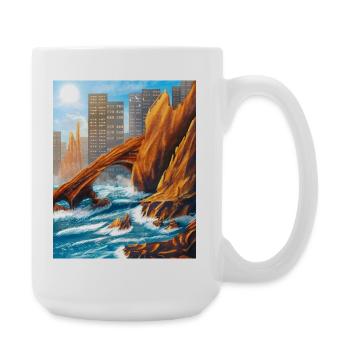 Urbaner Küstenbogen in Meer und Stadt - Große Tasse 440 ml - Weiß - Rechts