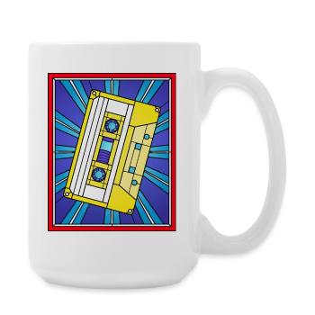 Buntglas-Kassettenbandillustration - Große Tasse 440 ml - Weiß - Rechts