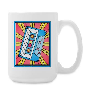 Buntglas-Kassettenbandillustration - Große Tasse 440 ml - Weiß - Rechts