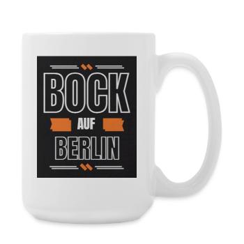 Bock auf Berlin – Retro Typo Shirt - Große Tasse 440 ml - Weiß - Rechts