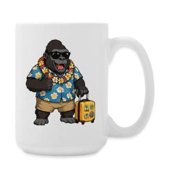 Urlaubs Gorilla Hawaii Hemd - Große Tasse 440 ml - Weiß - Rechts
