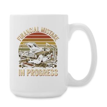 Finanzpanne im Oldtimer - Große Tasse 440 ml - Weiß - Rechts