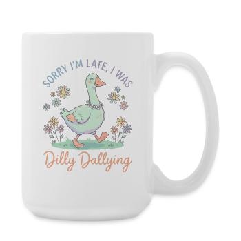 Dilly Dallying duck in pastel look - Large Mug 440 ml - white - Right