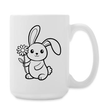 Süßes Kaninchen hält Daisy Flower - Große Tasse 440 ml - Weiß - Rechts