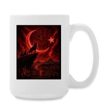 Loup de la lune rouge au-dessus de la cité du feu - Grande tasse 440 ml - blanc - Droite