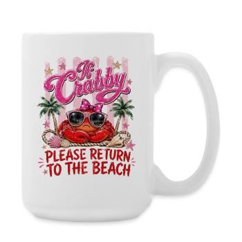 Crab Beach Humor Summer Pink - Large Mug 440 ml - white - Right