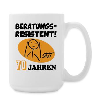 Comic Geburtstag 70 Jahre Happy Birthday - Große Tasse 440 ml - Weiß - Rechts