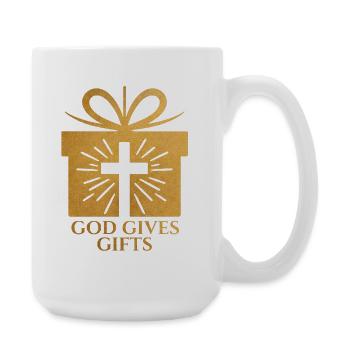 God Gives Gifts – sandfarben - Große Tasse 440 ml - Weiß - Rechts