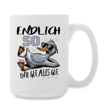 Geburtstag Ente Gut Alles Gut 50 Jahre - Große Tasse 440 ml - Weiß - Rechts
