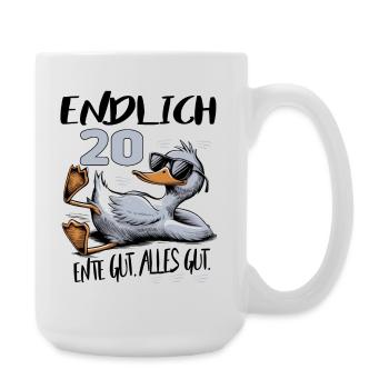 Geburtstag Ente Gut Alles Gut 20 Jahre - Große Tasse 440 ml - Weiß - Rechts