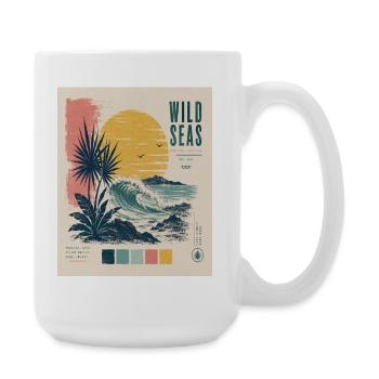 Wild Seas Sunset Retro Surf - Large Mug 440 ml - white - Right
