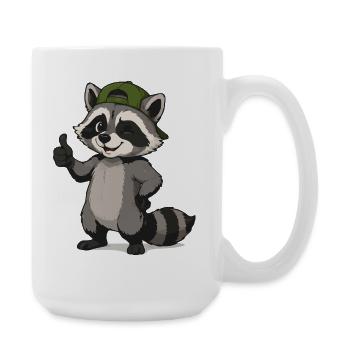 Dessin animé du raton laveur à la casquette verte - Grande tasse 440 ml - blanc - Droite