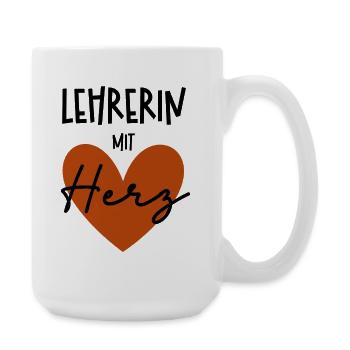 Lehrerin mit Herz - Große Tasse 440 ml - Weiß - Rechts