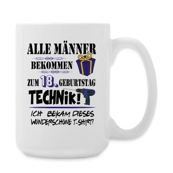 18. Geburtstag Handwerker Technik Werkzeug - Große Tasse 440 ml - Weiß - Rechts