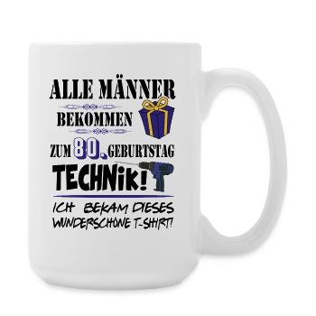 80. Geburtstag Handwerker Technik Werkzeug - Große Tasse 440 ml - Weiß - Rechts
